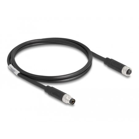 Delock M8 A-kodiert 4 Pin Kabel Stecker zu Buchse PUR (TPU) 1 m