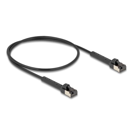 Delock RJ45 Slim Netzwerkkabel Cat.8.1 U/FTP winkelbar bis 40 Gbps schwarz 0,5 m