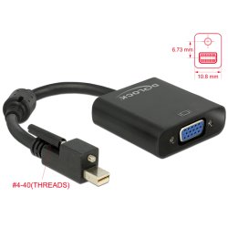 Delock Adapter mini DisplayPort 1.2 Stecker mit Schraube VGA Buchse schwarz