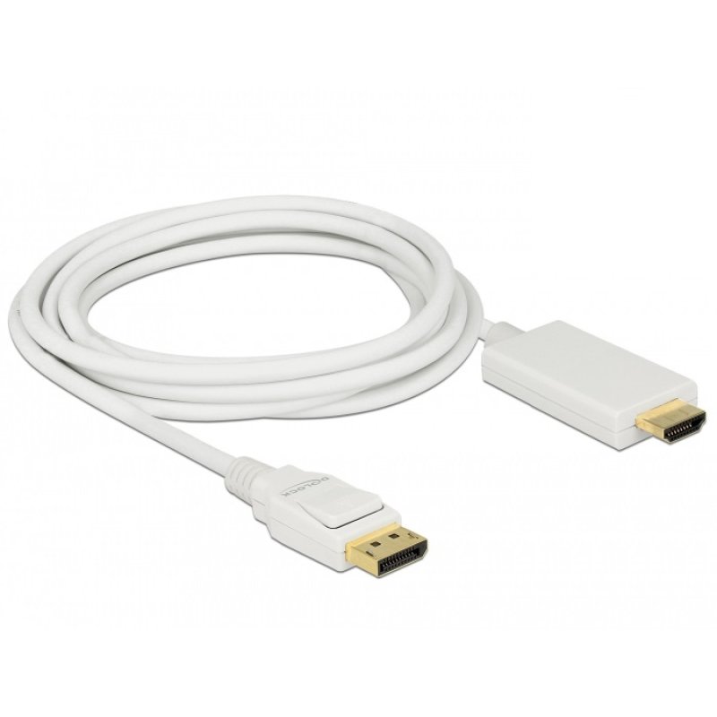DeLOCK 83819 video cable adapter 3 m DisplayPort HDMI White