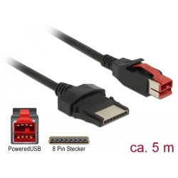 Delock PoweredUSB Kabel Stecker 24 V 8 Pin Stecker 5 m für POS Drucker und Terminals
