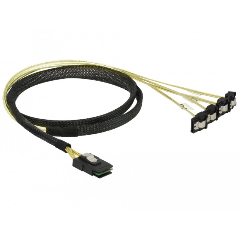 Delock Kabel Mini SAS SFF-8087 4 x SATA 7 Pin gewinkelt 1 m