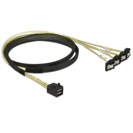 DeLOCK 85685 câble SCSI Noir, Jaune 1 m 1 x Mini SAS HD SFF-8643 4 x SATA 7 pin