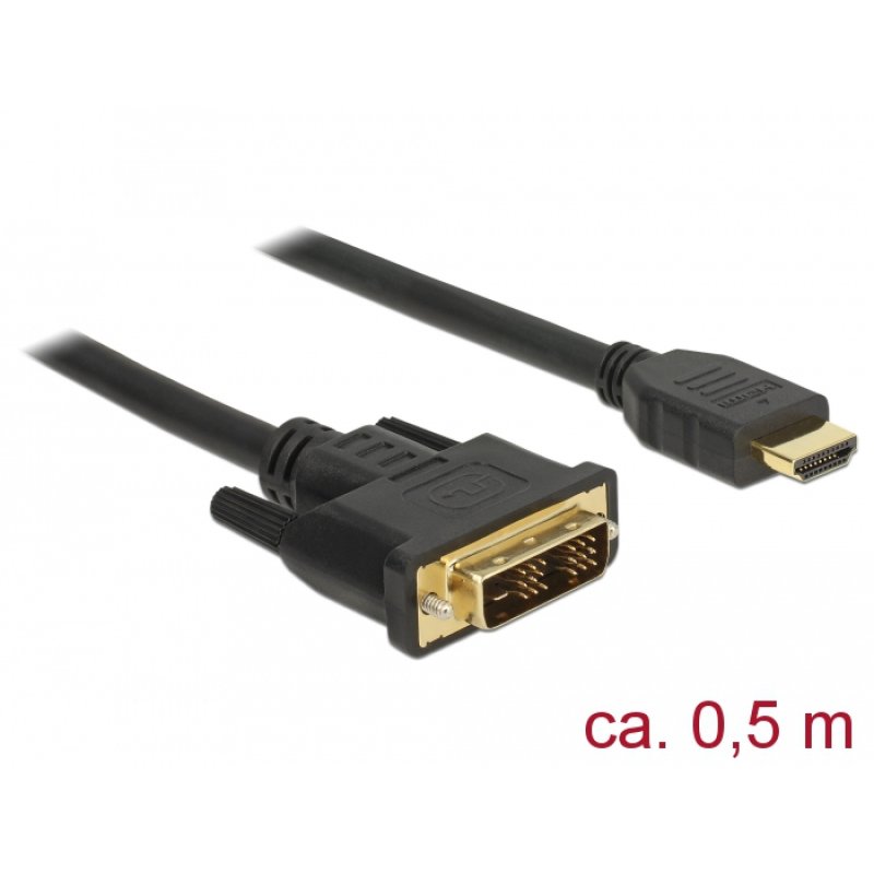 DeLOCK 85581 video cable adapter 0.5 m HDMI Type A (Standard) DVI-D Black