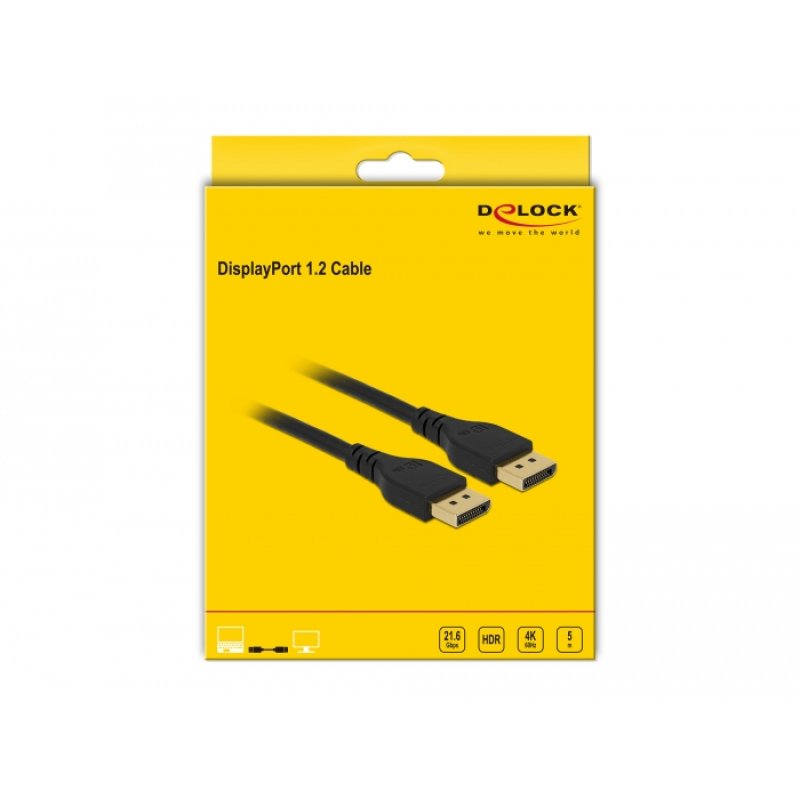 Delock DisplayPort 1.2 Kabel 4K 60 Hz 5 m ohne Einrastfunktion