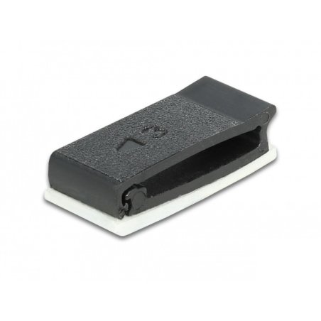 DeLOCK Support de câble avec clip de verrouillage, auto-adhésif, noir, 10 unités