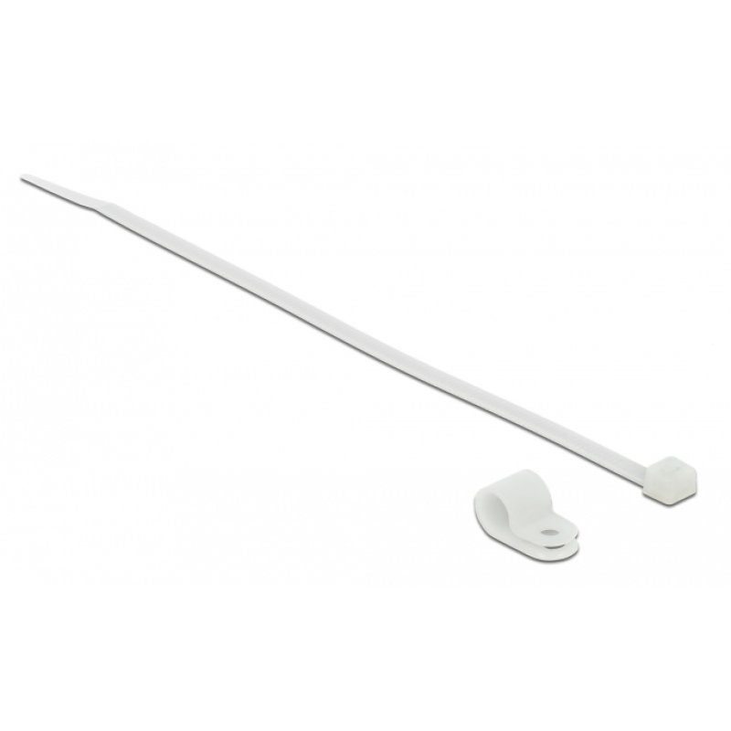 Delock Befestigungsschelle 7,9 mm mit Kabelbinder L 250 x B 3,6 mm weiß