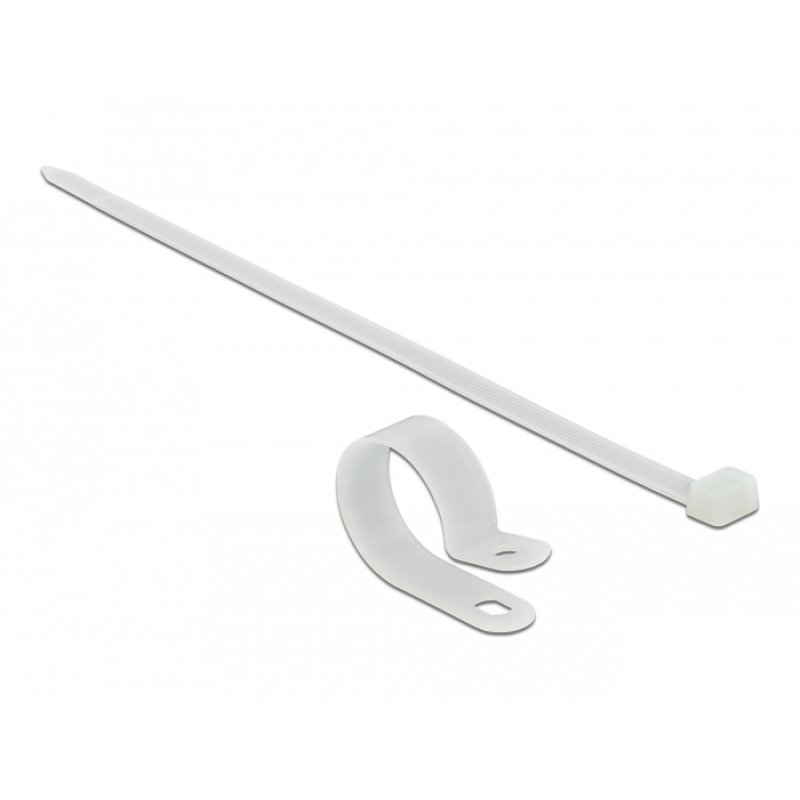 Delock Befestigungsschelle 25,4 mm mit Kabelbinder L 300 x B 7,2 mm weiß