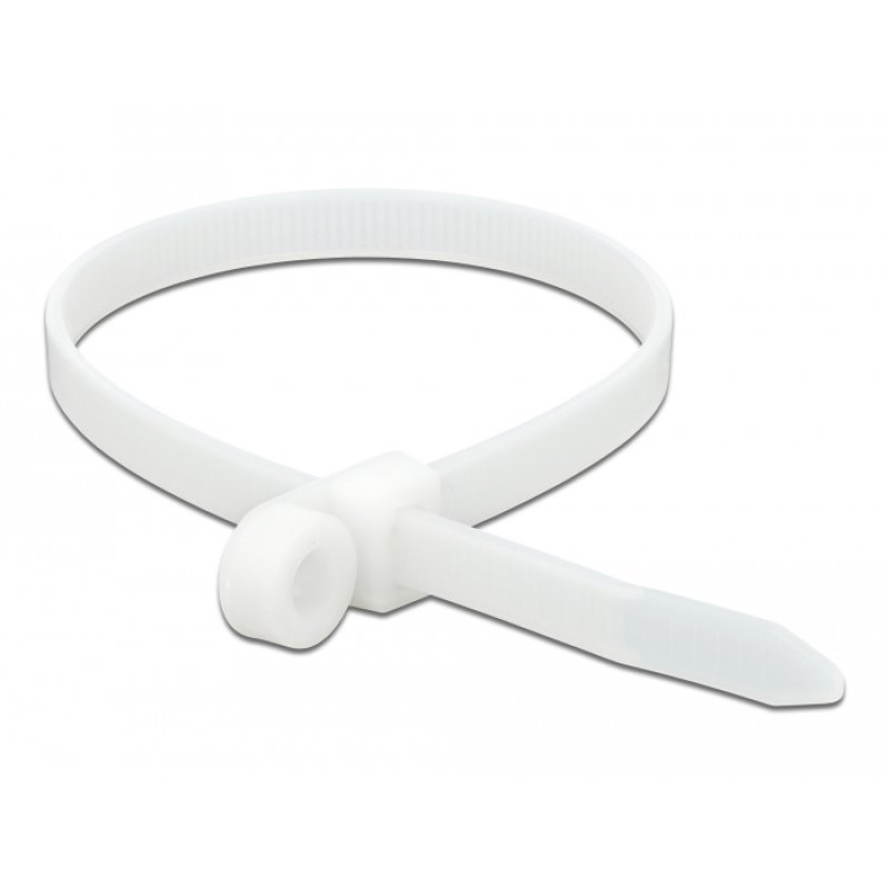 Delock Kabelbinder mit Befestigungsöse L 400 x B 7,6 mm weiß 10 Stück