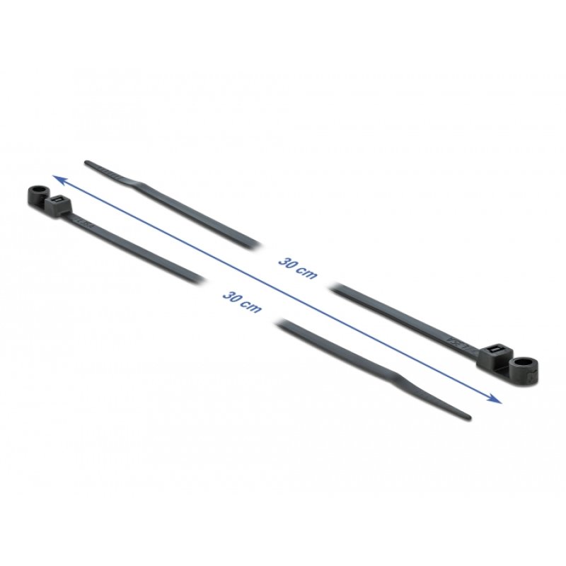 Delock Kabelbinder mit Befestigungsöse L 300 x B 4,8 mm schwarz 10 Stück