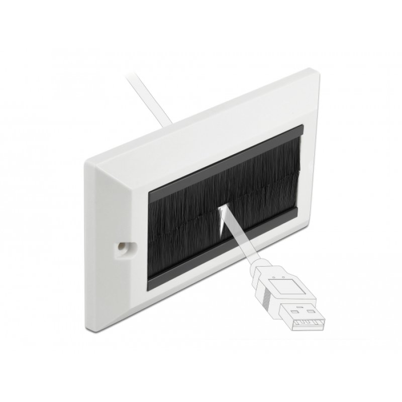 DeLOCK Cable Management Cover 146 x 86 mm with black Brush Strips