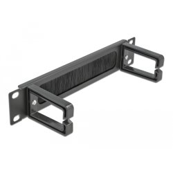 DeLOCK 10″ Cable Management Brush Strip with 2 hooks 1U black