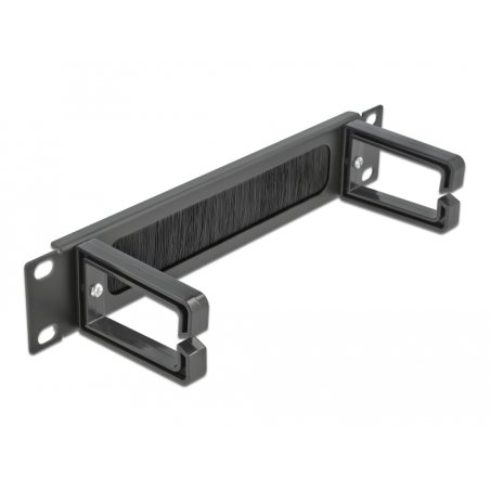 DeLOCK 10″ Cable Management Brush Strip with 2 hooks 1U black
