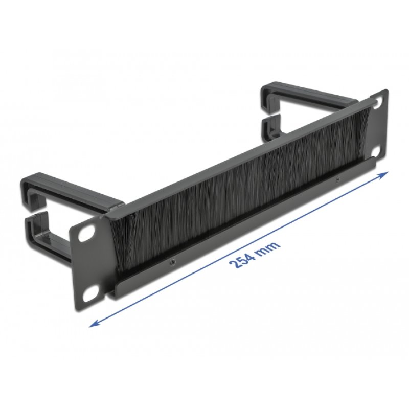 DeLOCK Râteau de gestion des câbles de 10″ avec quatre crochets, 1 unité, noir