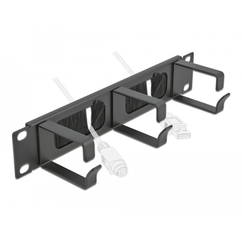 Delock 10? Kabelmanagement Bürstenleiste mit 3 Bügeln 1 HE schwarz