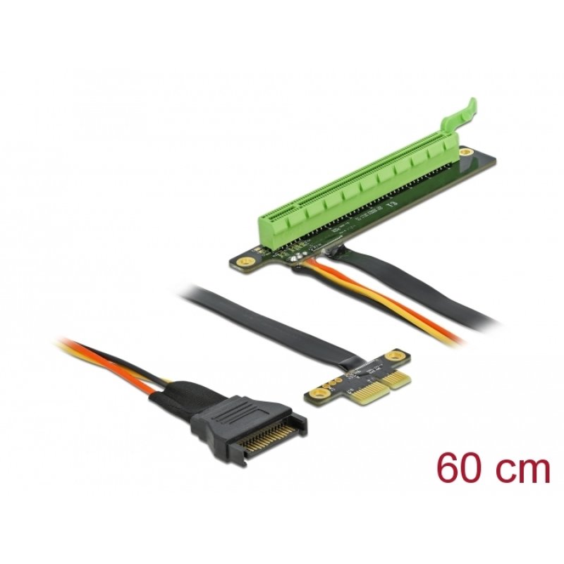 DeLOCK Carte d’adaptation PCI Express x1 à x16, avec câble flexible de 80 cm