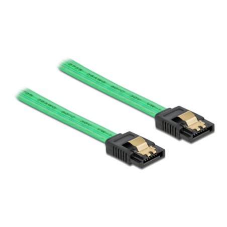 DeLOCK SATA 6 Gb/s Cable UV glow effect green 20 cm