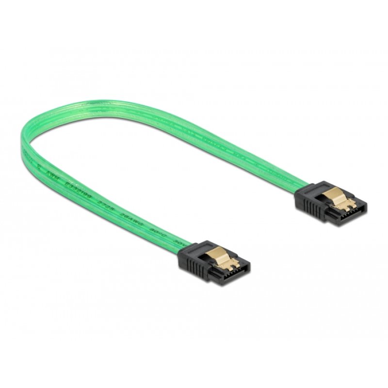 DeLOCK SATA 6 Gb/s Cable UV glow effect green 20 cm