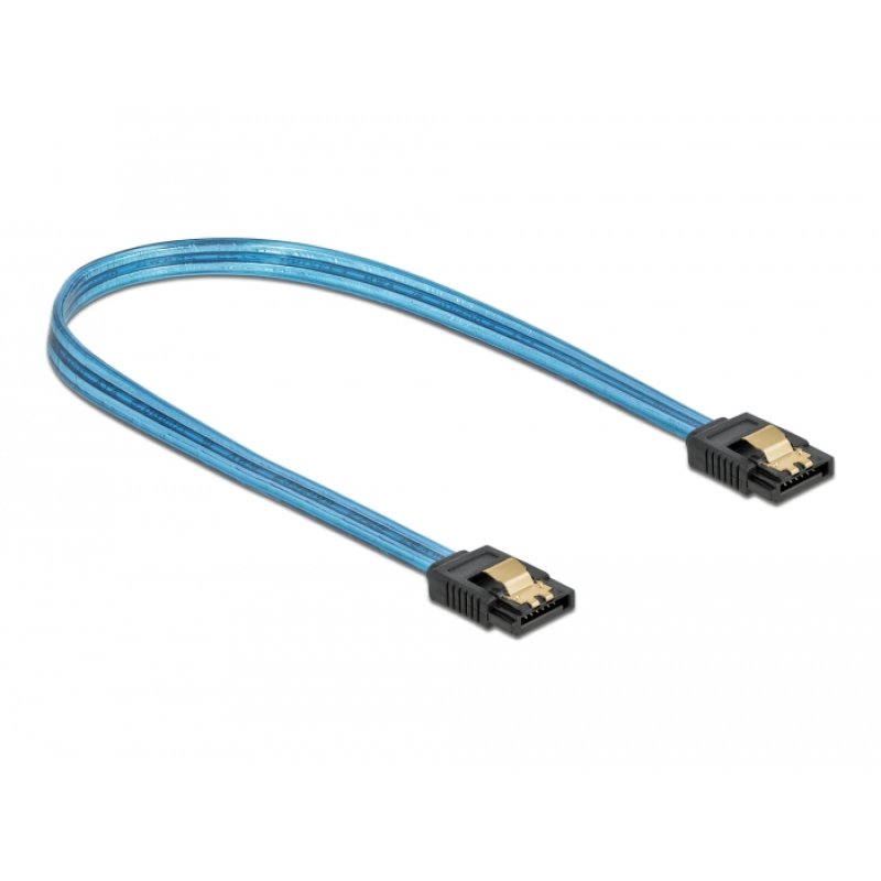 DeLOCK SATA 6 Gb/s Cable UV glow effect blue 30 cm