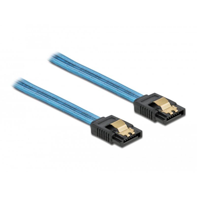 DeLOCK SATA 6 Gb/s Cable UV glow effect blue 30 cm