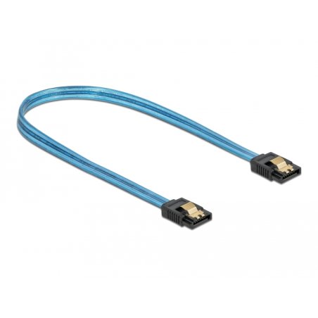 DeLOCK Câble SATA 6 Go/s, effet fluo UV bleu, 50 cm