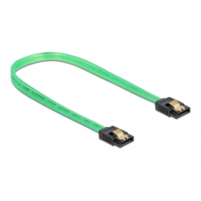 DeLOCK Câble SATA 6 Go/s, effet fluo UV vert, 30 cm