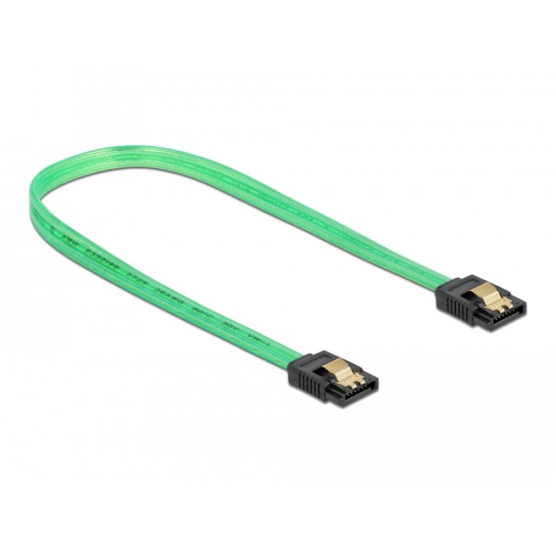 DeLOCK Câble SATA 6 Go/s, effet fluo UV vert, 50 cm