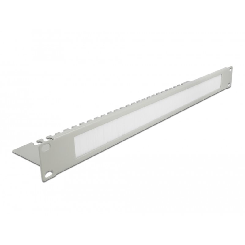 DeLOCK 19″ Cable Management Brush Strip with Cable Support Plate 1U grey
