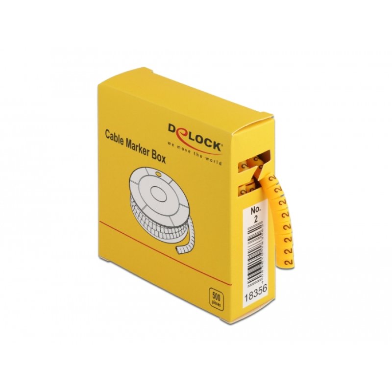 DeLOCK Boite de marqueur de câble, n° 2, jaune, 500 unités