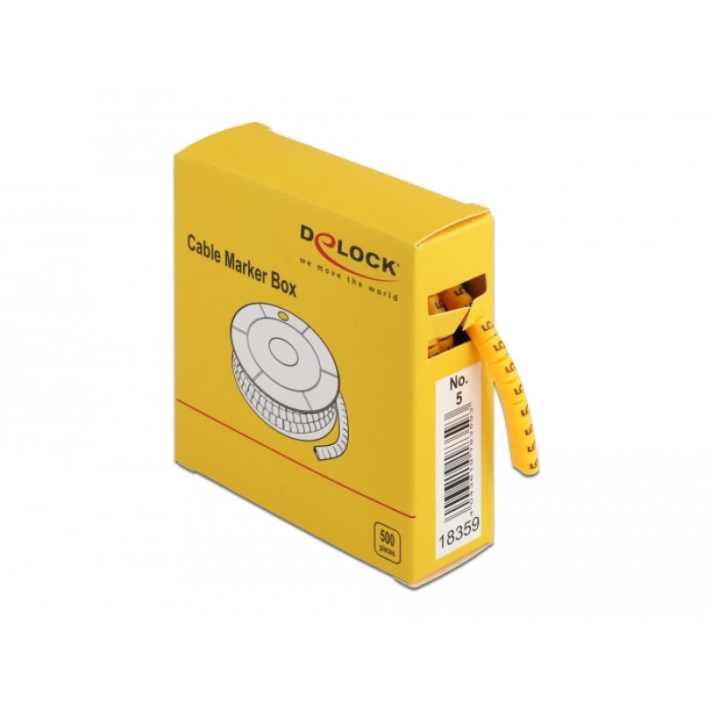DeLOCK Cable Marker Box, No. 5, yellow, 500 pieces