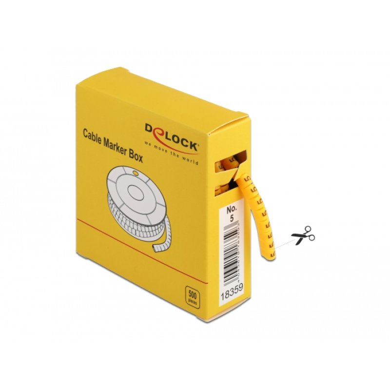 DeLOCK Cable Marker Box, No. 5, yellow, 500 pieces