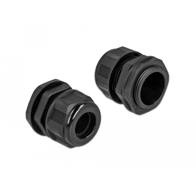 DeLOCK Presse-étoupe PG21 pour câble rond noir, 2 unités