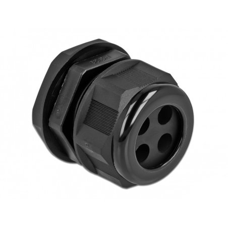 DeLOCK Cable Gland PG29 for round cable with four cable entries black 2 pieces