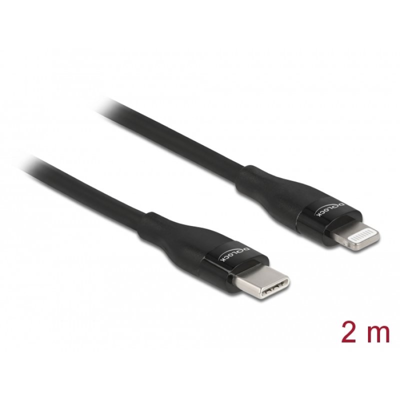 DeLOCK Data and charging cable USB Type-C to Lightning for iPhone, iPad and iPod black 2 m MFi