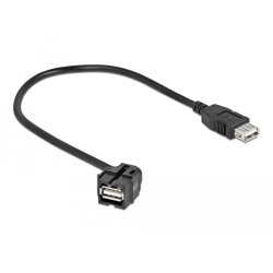 DeLOCK Module Keystone USB 2.0 A femelle 250° USB 2.0 A femelle avec câble noir