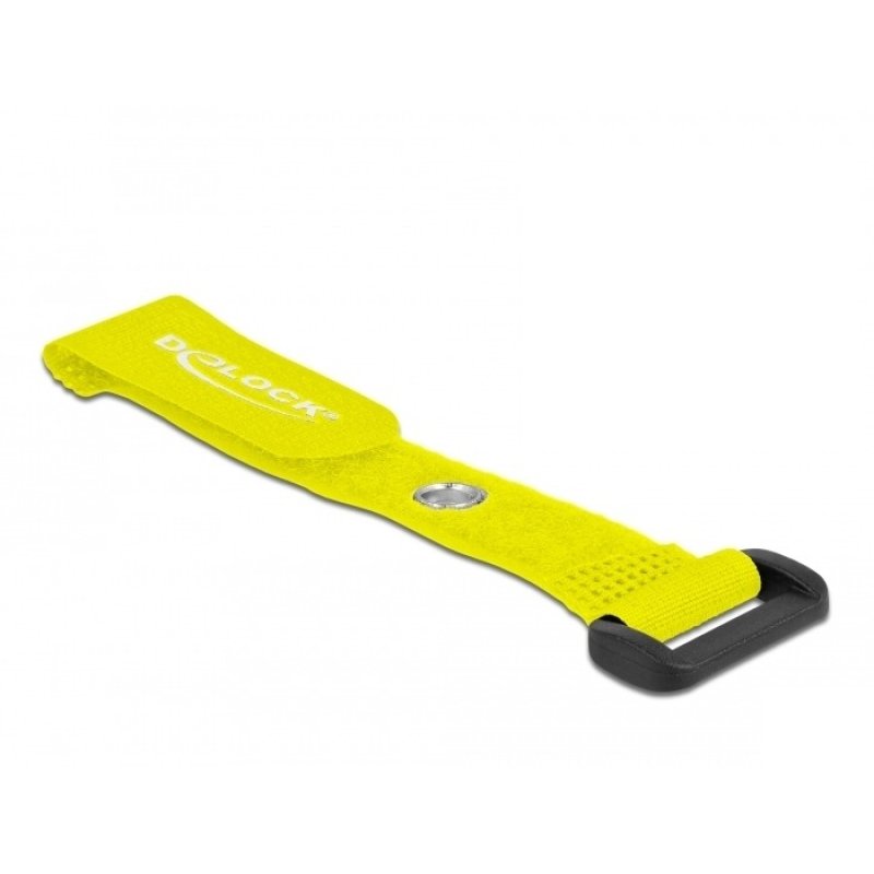 DeLOCK Hook-and-loop cable tie with Loop and Fastening Eyelet L 150 x W 20 mm yellow 5 pieces
