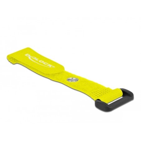 Delock Klett-Kabelbinder mit Schlaufe und Befestigungsöse L 150 x B 20 mm gelb 5 Stück