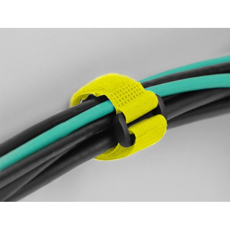 DeLOCK Hook-and-loop cable tie with Loop and Fastening Eyelet L 150 x W 20 mm yellow 5 pieces