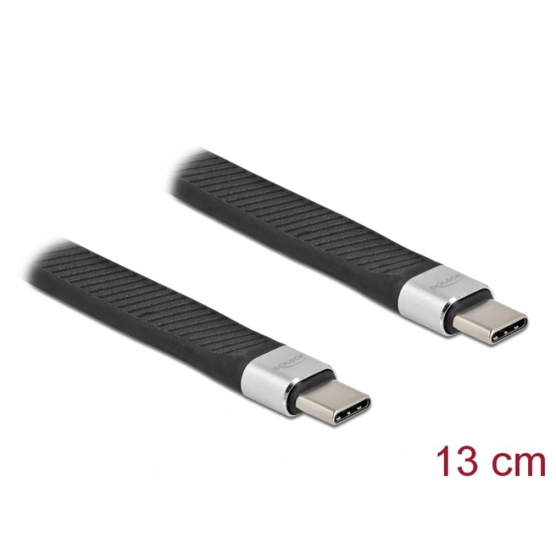 DeLOCK USB 3.2 Gen 2 FPC Flat Ribbon Cable USB Type-C to USB Type-C 13 cm PD 5 A E-Marker