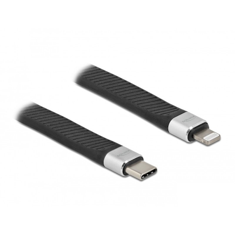 DeLOCK Câble plat FPC USB Type-C à Lightning pour iPhone, iPad et iPod 13 cm