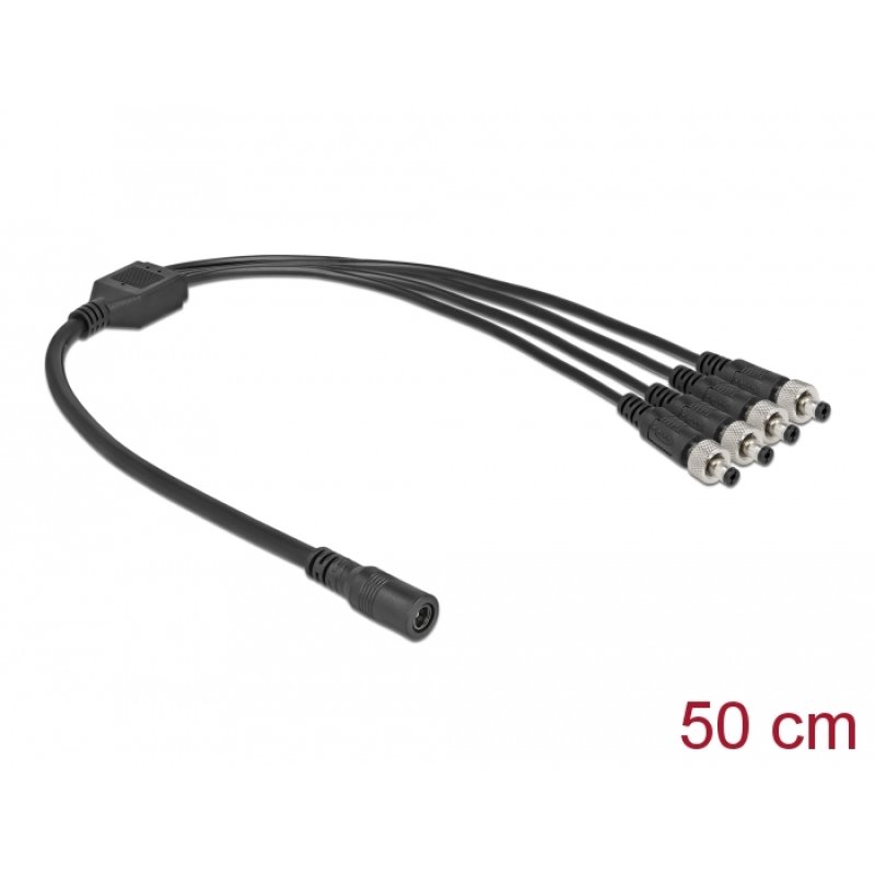 Delock DC Verteilerkabel 5,5 x 2,1 mm 1 x Buchse zu 4 x Stecker verschraubbar