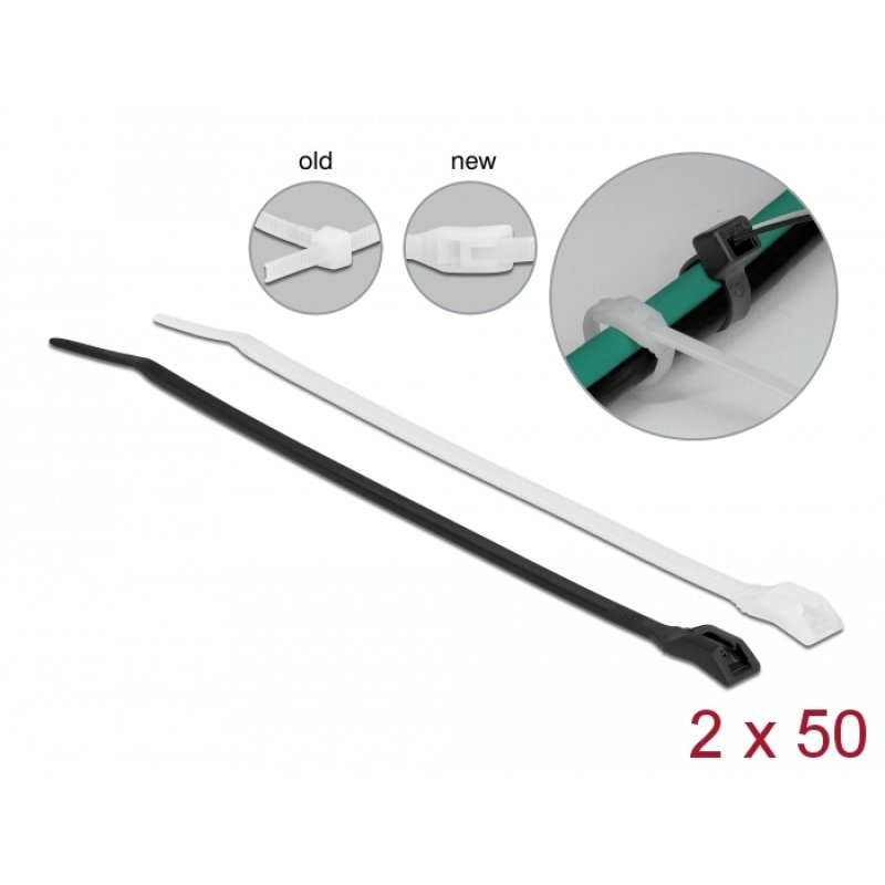 DeLOCK Cable tie with flat head L 150 x W 3.6 mm 100 pieces