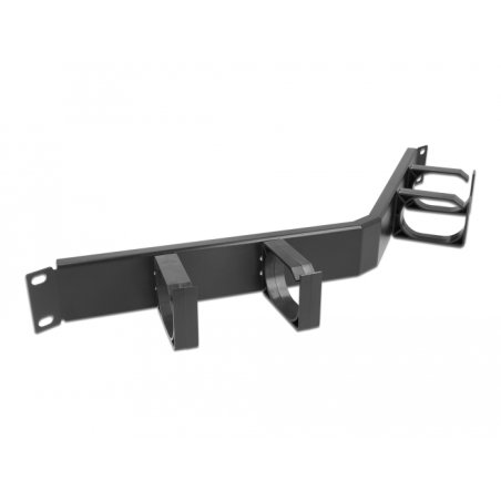 DeLOCK 19″ Cable Management Routing Panel with 4 hooks angled 1U black