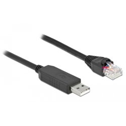 Delock Serielles Anschlusskabel mit FTDI Chipsatz, USB 2.0 Typ-A Stecker zu RS-232 RJ45 Stecker 2 m schwarz