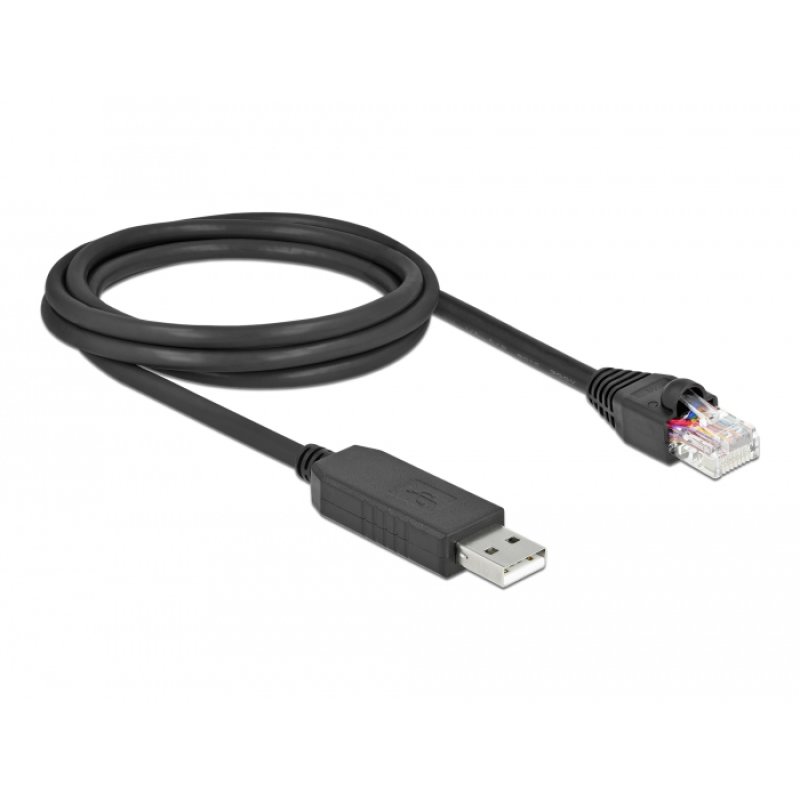 DeLOCK Serial Connection Cable with FTDI chipset, USB 2.0 Type-A male to RS-232 RJ45 male 2 m black