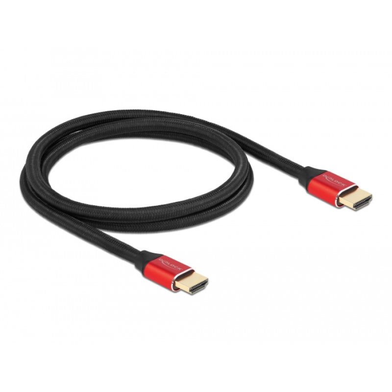DeLOCK Câble HDMI à ultra haute vitesse, 48 Gbps 8K 60 Hz rouge 1 m certifié