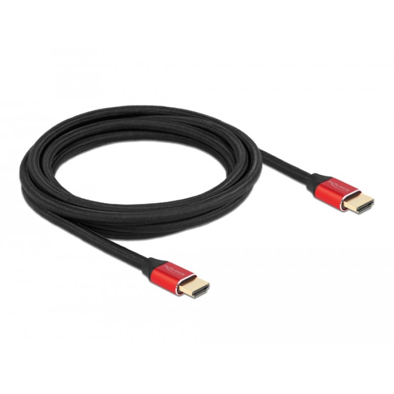 DeLOCK Câble HDMI à ultra haute vitesse, 48 Gbps 8K 60 Hz rouge 3 m certifié