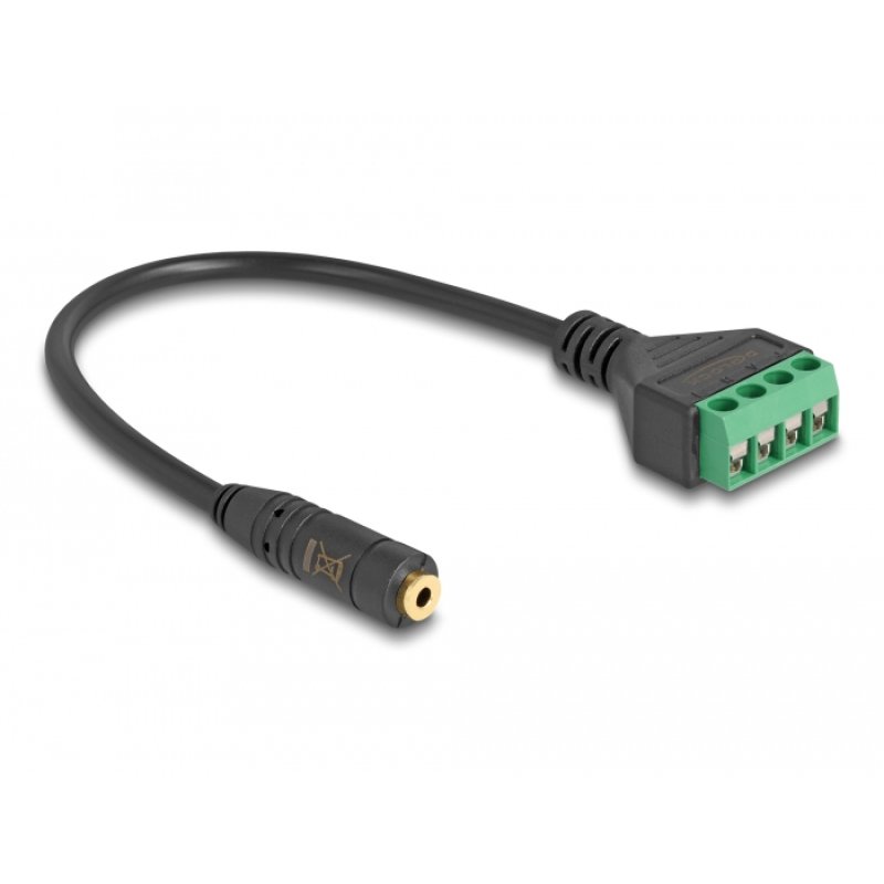 DeLOCK Câble stéréo jack femelle 2,5 mm, 4 broches vers adaptateur de bornier 20 cm