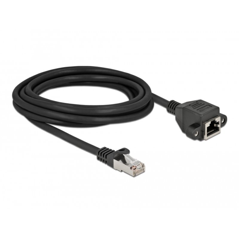 DeLOCK Rallonge de réseau S/FTP RJ45 mâle à RJ45 femelle, Cat.6A, 3 m, noir