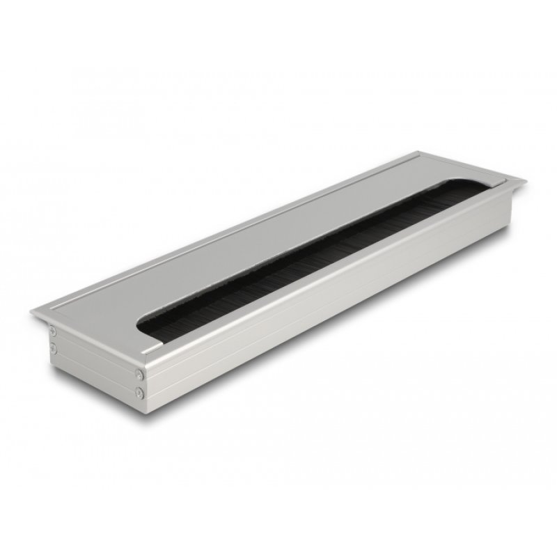 DeLOCK Passe-fil monté sur table avec brosse 300 x 80 x 28 mm, argent